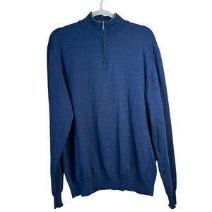 Thirty Five Kent Sweater Mens XL Blue 100% Merino Wool Long Sleeve Pullover Golf